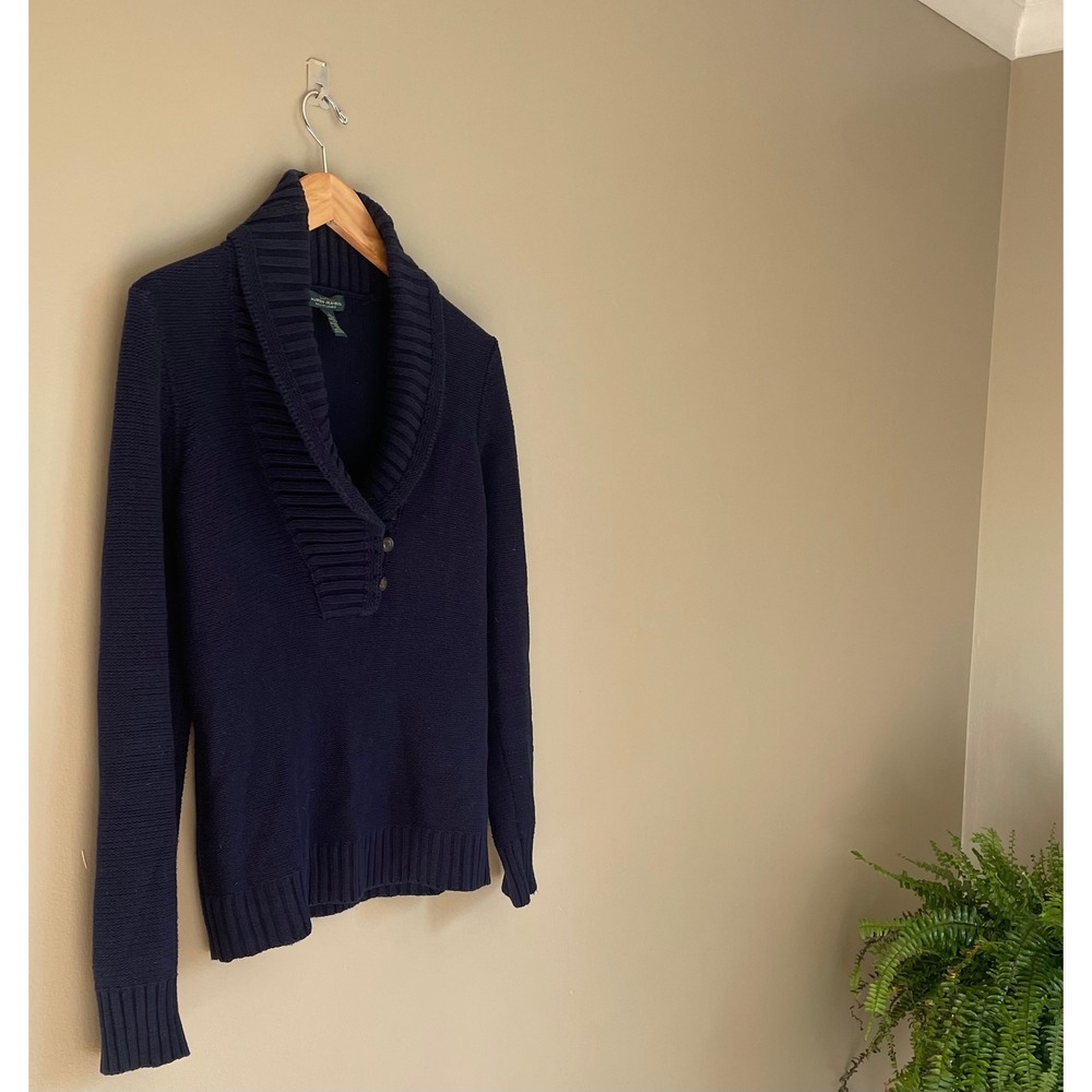 VTG LRL LAUREN JEANS CO. RALPH LAUREN Fisherman Navy Blue Sweater Women's Size L